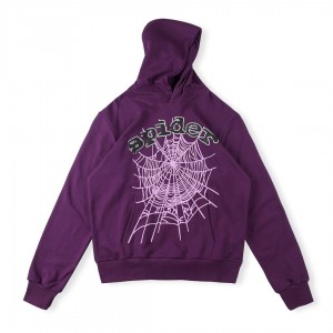 Sp5der Logo Hoodie Lila | 3108FGANT