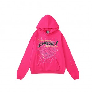 Sp5der Logo Hoodie Rosa Svarta | 3624WBVIM